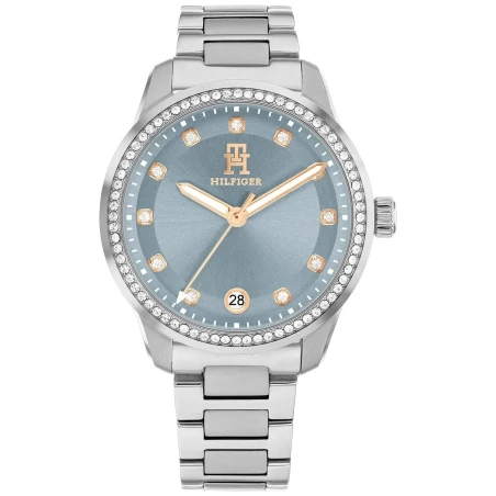 Reloj Tommy Hilfiger Th85 Crystals Plateado y Azul Analógico Mujer 1782795