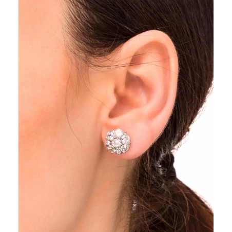 Pendientes Vidal&Vidal Flor Baño Plata y Circonitas Blancas R2040A