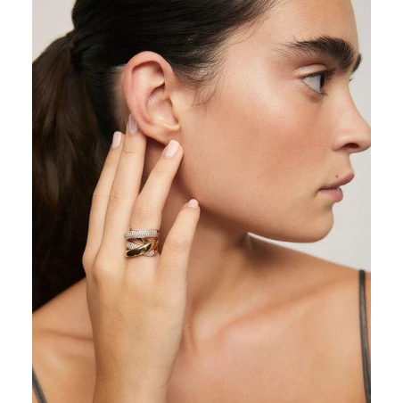 Anillo Vidal&Vidal Nica Tiras Baño Oro y Circonitas Blancas X476921214