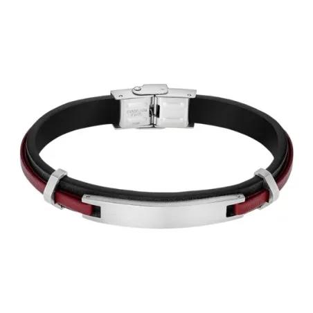 Pulsera Lotus Style Piel Negro y Rojo y Acero Inoxidable LS2400-2/3