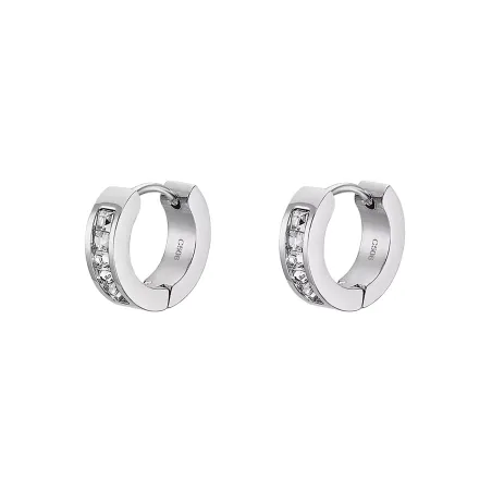Pendientes Lotus Style Aro Acero Plateado y Cristales LS2437-4/1