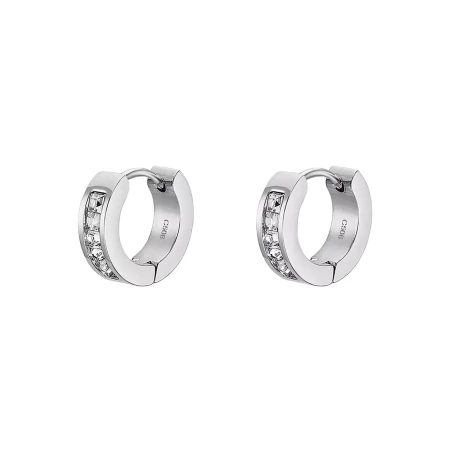 Pendientes Lotus Style Aro Acero Plateado y Cristales LS2437-4/1