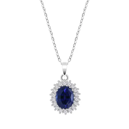 Gargantilla Lotus Silver Plata, Circonitas Blancas y Azul Zafiro LP3459-1/1
