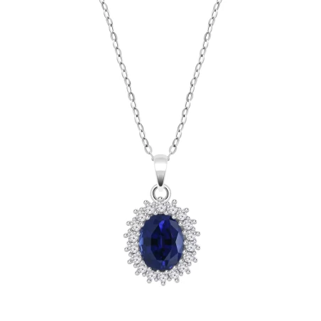 Gargantilla Lotus Silver Plata, Circonitas Blancas y Azul Zafiro LP3459-1/1