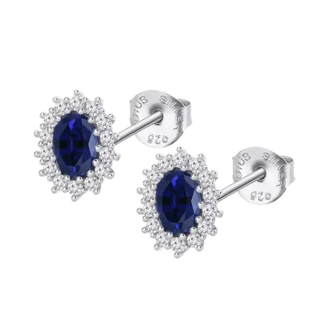 Pendientes Lotus Silver Plata y Circonitas Blancas y Azul Zafiro LP3459-4/1