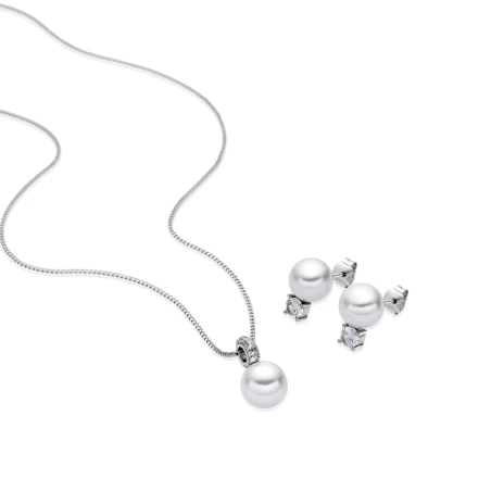 Set Gargantilla y Pendientes Luxenter Bemith Plata y Perlas SETWEB5700