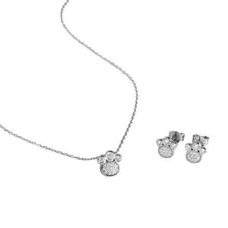 Set Gargantilla y Pendientes Luxenter Lealtad Huella Plata Baño Rodio y Circonitas SETWEB3400