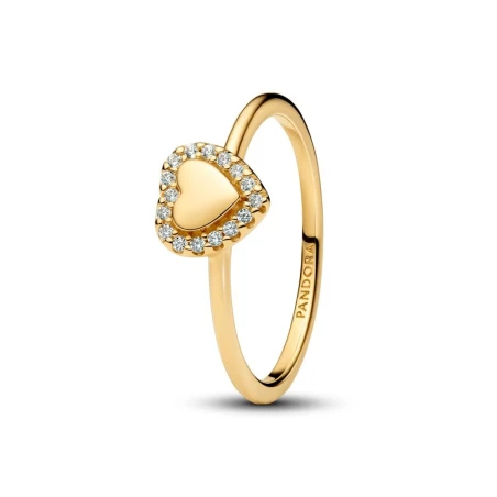 Anillo Pandora Halo Corazón Baño Oro 163801C01