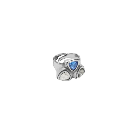 Anillo Ciclón Fotuna Baño Plata y Cristales 251501-10-9
