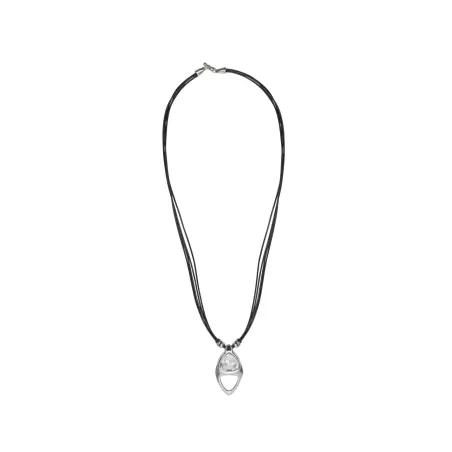 Collar Ciclón Sunrise Cuero, Baño Plata y Cristal 251805-66