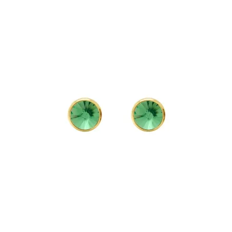 Pendientes Victoria Cruz Basic Plata Baño Oro y Cristal Verde A3331-14DT