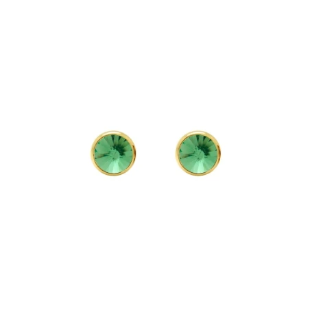 Pendientes Victoria Cruz Basic Plata Baño Oro y Cristal Verde A3331-14DT