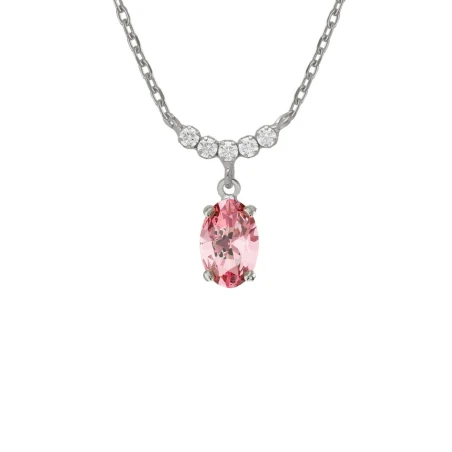 Collar Corto Victoria Cruz Bonjour Plata Baño Rodio y Cristales blancos y Rosa A5217-04HG
