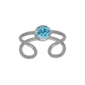 Anillo Ajustable Victoria Cruz Bom Dia Plata Baño Rodio y Cristal Azul A5278-10HA