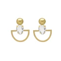 Pendientes Victoria Cruz Buongirono Abanico Baño Oro y Cristal Blanco A5285-07DT
