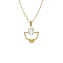 Collar Corto Victoria Cruz Buongirono Abanico Baño Oro y Cristal Blanco A5286-07DG