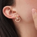 Pendientes Victoria Cruz Buongirono Abanico Baño Oro y Cristal Blanco A5285-07DT