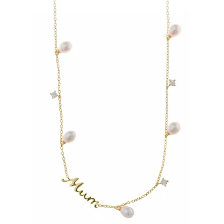 Collar Salvatore Mum Plata Baño Oro y Perlas 272C0032