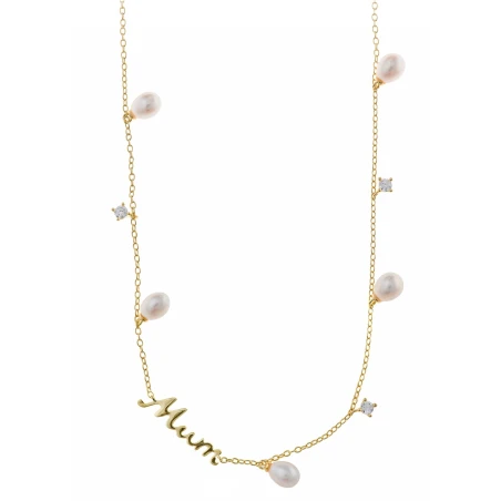 Collar Salvatore Mum Plata Baño Oro y Perlas 272C0032