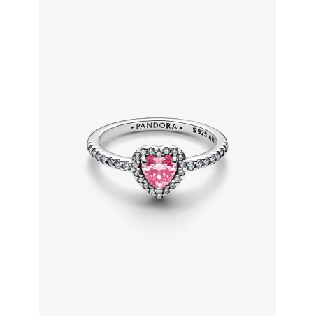 Anillo Pandora Corazón Rosa Elevado 198421C03