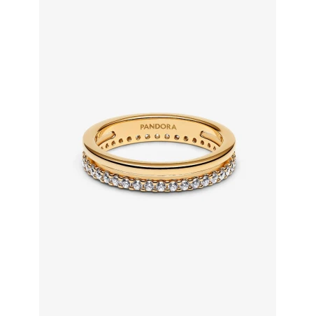 Anillo Pandora Doble Banda Baño Oro 163799C01