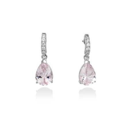 Pendientes Marina García Andrea Plata Baño Rodio, Circonitas Blancas y Rosa 90279PS
