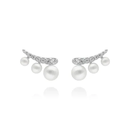 Pendientes Marina García Miranda Plata Baño Rodio, Circonitas y Perlas 90938PB
