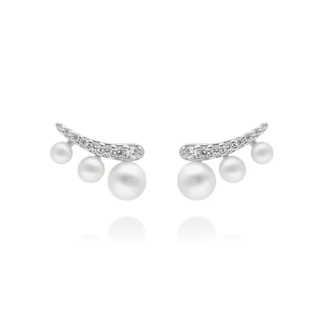 Pendientes Marina García Miranda Plata Baño Rodio, Circonitas y Perlas 90938PB