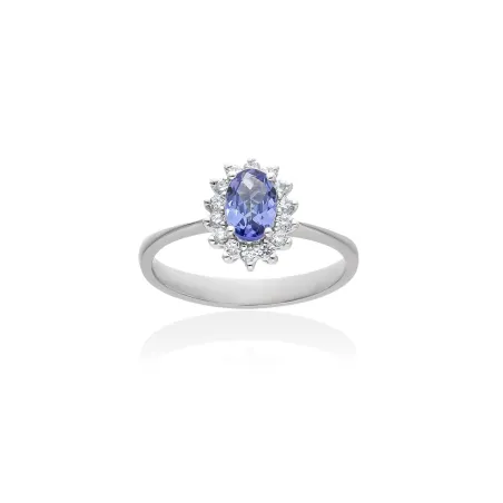 Anillo Marina García Oro Blanco, Diamantes y Tanzanita A2741ST