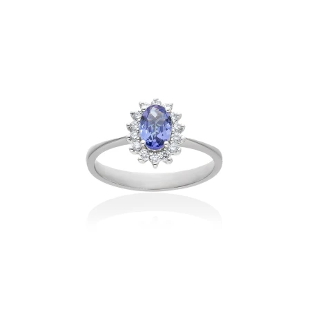Anillo Marina García Oro Blanco, Diamantes y Tanzanita A2741ST