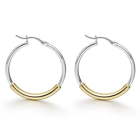 Pendientes Itemporality Aro Plata Baño Rodio y Oro SEA-400-428-UU