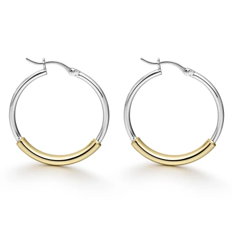 Pendientes Itemporality Aro Plata Baño Rodio y Oro SEA-400-428-UU