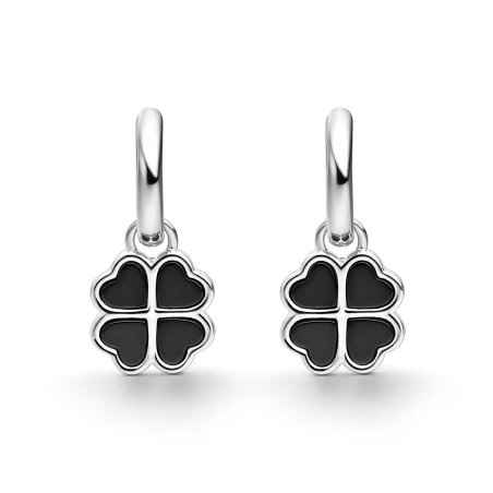 Pendientes Itemporality Trébol Colgante Plata y Piedra Ónix SEA-102-434-UU