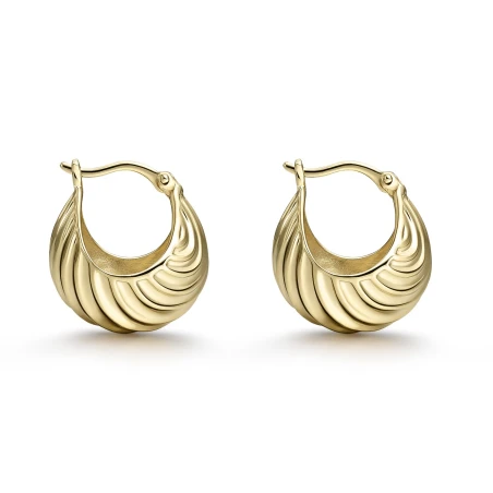 Pendientes Itemporality Aros Rayados Plata Baño Oro SEA-200-418-UU