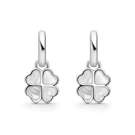Pendientes Itemporality Trébol Colgante Plata y Piedra Madre Perla SEA-116-434-UU