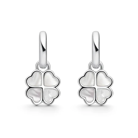 Pendientes Itemporality Trébol Colgante Plata y Piedra Madre Perla SEA-116-434-UU