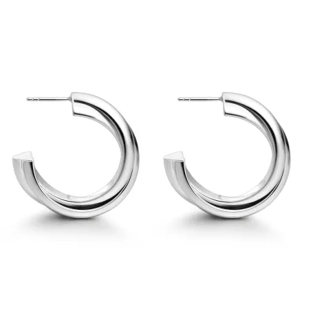 Pendientes Itemporality triple Aro Entrelazado Plata Baño Rodio SEA-100-424-UU