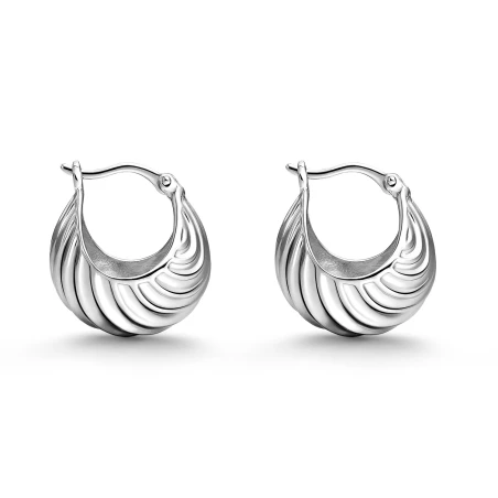 Pendientes Itemporality Aros Rayados Plata Baño Rodio SEA-100-418-UU