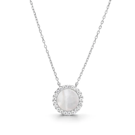 Gargantilla Itemporality Plata Baño Rodio, Madre Perla y Circonitas SNL-116-195-UU