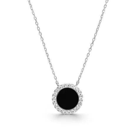 Gargantilla Itemporality Plata Baño Rodio, Ónix y Circonitas SNL-102-195-UU