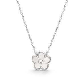 Gargantilla Itemporality Flor Plata Baño Rodio, Madre...