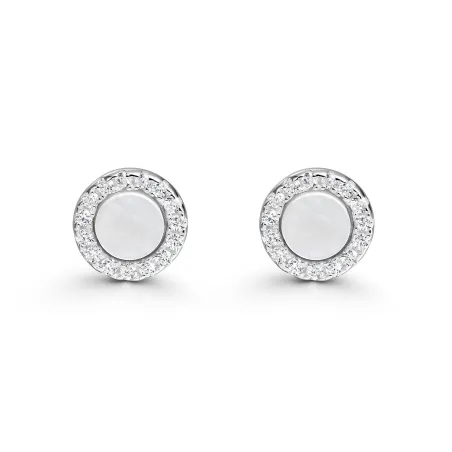 Pendientes Itemporality círculo Plata Baño Rodio, Madre Perla y Circonitas Blancas SEA-116-431-UU