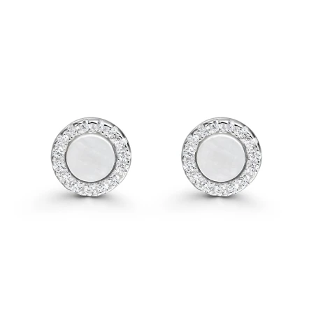 Pendientes Itemporality círculo Plata Baño Rodio, Madre Perla y Circonitas Blancas SEA-116-431-UU