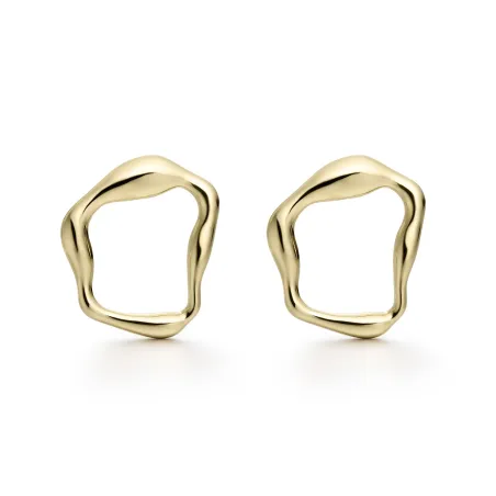Pendientes Itemporality Círculo Líquido Plata Baño Oro SEA-200-421-UU