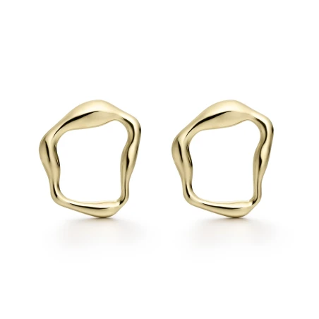 Pendientes Itemporality Círculo Líquido Plata Baño Oro SEA-200-421-UU