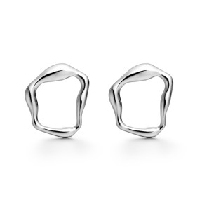 Pendientes Itemporality Círculo Líquido Plata Baño Rodio...