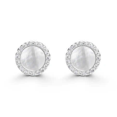 Pendientes Itemporality círculo Plata Baño Rodio, Madre Perla y Circonitas Blancas SEA-116-433-UU