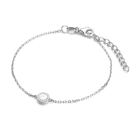 Pulsera Itemporality Círculo Plata Baño Rodio, Madre Perla y Circonitas Blancas SBR-116-119-UU
