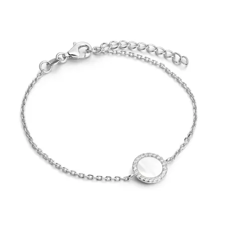 Pulsera Itemporality Círculo Plata Baño Rodio, Madre Perla y Circonitas Blancas SBR-116-121-UU
