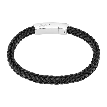 Pulsera Lotus Style Men In Black Piel Trenzada Negra y Acero Inoxidable LS2386-2/1